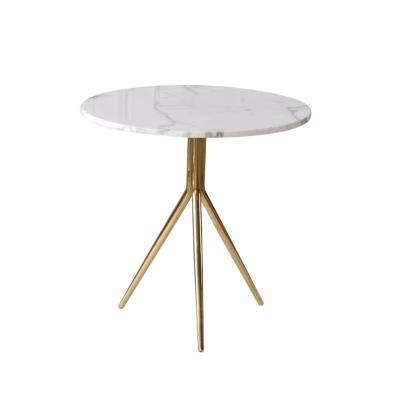 China Vacuum Plated Marble Top Gold Base Side Table for sale