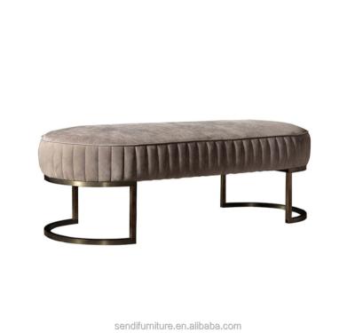 China Metal Frame Bench Comfort Leather Tufted Stool For Bedroom for sale