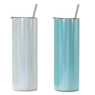 China Viable Ready To Ship Travel Customized Reusable Wine Sublimation Tumbler Slim Lean Glitter Stainless Steel for sale