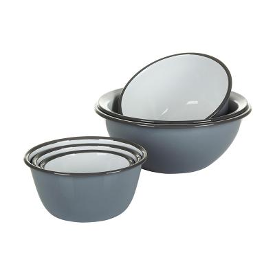 China Sustainable European Standard Carbon Steel Enamel Metal Dog Mixing Bowl With Handles for sale