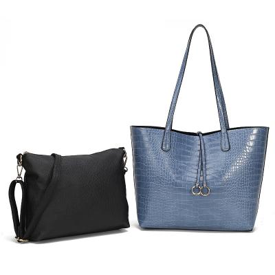 China Fashion PU Leather Tote 2 PCS Bags Handbags Alligator Handbags Set Pattern Lady For Women 2020 for sale