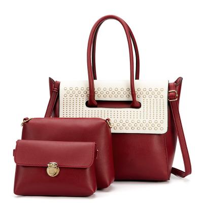 China Fashion Women Handbags Set Bags Manufacturers Ladies Fashion 3pcs Purse and Tote Bag for sale