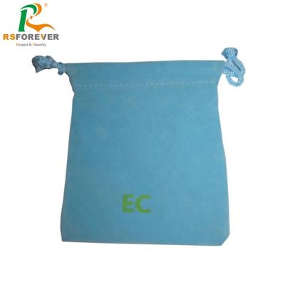 China Wholesale Recyclable High Quality Blue Jewelry Pouch Small Drawstring Gift Velvet Packaging Bag With Ribbon Rope for sale