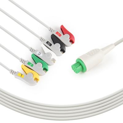 China Hosiptal Consuables factory supplier compatible for GE datex-ohmeda AS 3 /Satlite plus s5 5 lead ECG cable clamp IEC ECG patient cable for sale