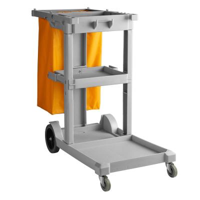 China Trolley Janitor Plastic Hotel Housekeeping Service Trolley Plastic Cleaning Cart Widen and Lengthen for sale