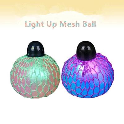 China Soft Toy Light-Up Squeeze Mesh Grape Stress Balls, LED Squeeze Balls with Glow, Sensory Relaxation Shaky Person Toys for Autis for sale