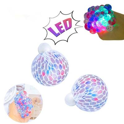 China Soft Toy Grape Squeeze Stress Mesh Balls LED Kids Sensory Toys Autism ADHD Gurgling Toys Home Office Adult School Hand Sports Small Toys for sale