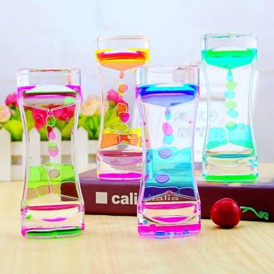 China Hot Modern Minimalist Oil Drip Hourglass Sales Liquid Movement Bubble Timer Kids Toy Hour Glass Hourglass Home Desk Decor for sale