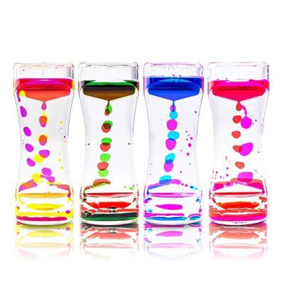 China Minimalist Double Colors Oil Hourglass Liquid Floating Motion Bubbles Timer Desk Decors for sale