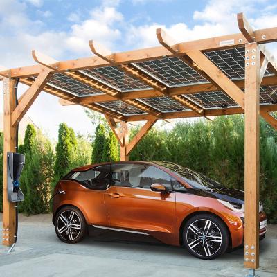 China Residential Prefab Solar Carports California Mall Car Park Diy Wood Use Prefab Solar Car Park 182mm*182mm for sale