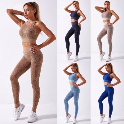 China YUSU Yoga Suit Snake Breathable Sports Bra Seamless Fitness High Waist Pants Woman for sale