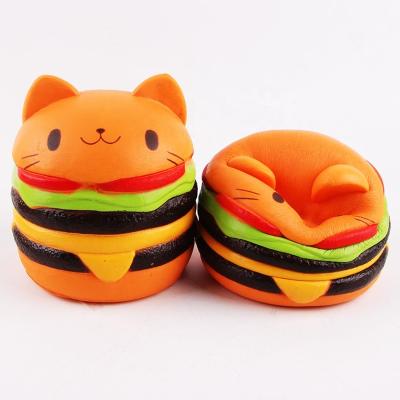 China 2019 Hot Cat Hamburger Squishy Artificial Food Toy Product CHUFENG Food Toy Low MOQ Squeeze for sale