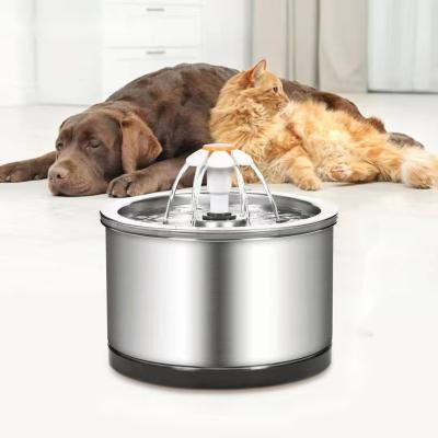 China 2.5L 304 Stainless Steel Automatic Ultra-Quiet Rounded Automatic Pet Cat Smart Fountain for sale