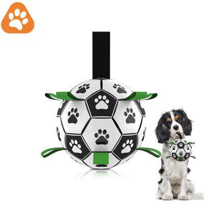 China New Design Good Quality Football Tug Stocked Dog Toys Durable Interactive Football Dog Toys Dog Activity Training Toys for sale