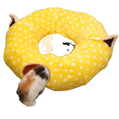 China Hot Selling Print Pet Cave Funny Luxury Round Cat Tunnel Bed Breathable for sale