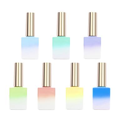 China Free Sample Cosmetic Wholesale Gradient Spray Frosting 12ML Gel Nail Glass Empty Bottle For UV Nail Gel Polish for sale