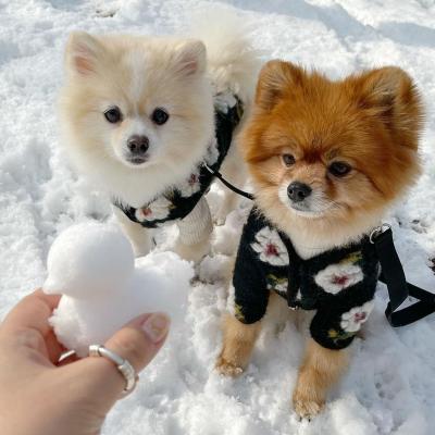 China Sustainable South Korea Autumn Winter Lamb Wool Flower Vest Dog Viable Warm Sweater Pet Warm Clothes for sale