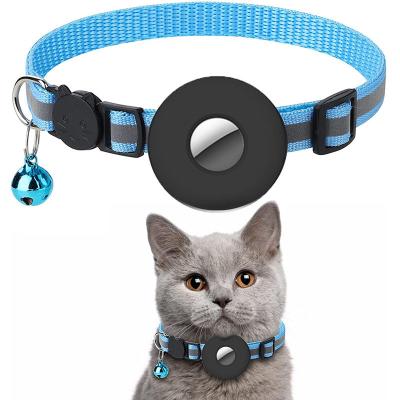 China Custom Airtag Holder Quick Release Pet Accessories Reflective Nylon Dog Collar With Bell for sale