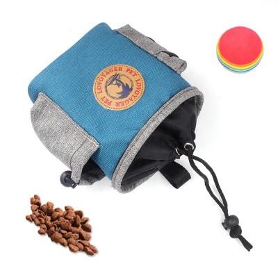 China Portable Oxford Pet Food Bag Large Capacity Dog Treat Pouch Drawstring Stored Carry Waste Waist Bags Outdoor Hands Free for sale