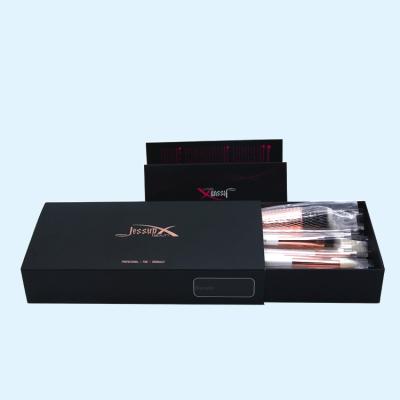 China Handmade Black Custom Cosmetic Packaging Box High-grade Brush Drawer Cosmetic Brush Set Mounted Gold Packaging Boxes for sale