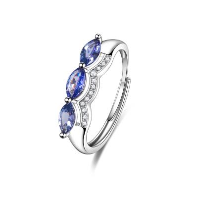 China Sterling Silver Tanzanite Ring Genuine For Men Women Natural Synthetic Tanzanite Diamond Custom Natural Ring for sale