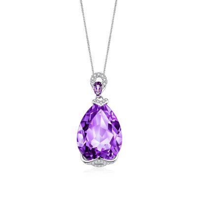 China High Fine Jewelry 925 Sterling Silver Amethyst Tear Drop Amethyst Pendant Teardrop Pendant Natural Amethyst Pendant for sale