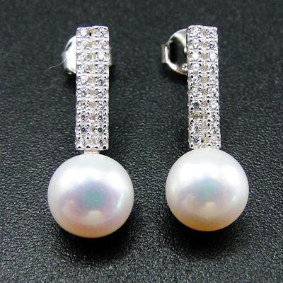 China Luxury Freshwater Pearl Drop Earrings Gift For Girls Natural Sterling Silver Pearl Earrings Pearl Drop Earrings 925 Jewelry for sale