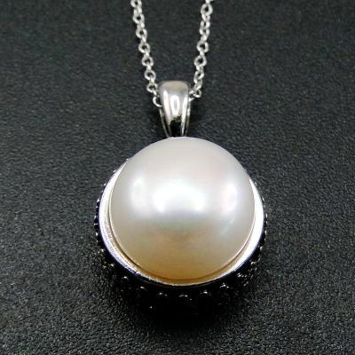 China High-end Pearl Temperament Necklace Women's Round Freshwater Round Pearl Necklace Round Freshwater 925 Sterling Silver Pearl Necklace for sale