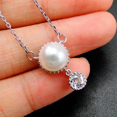 China Wholesale High-end Necklace Women's Pearl Jewelry Round Freshwater Pearl Around Pearl Necklace Opening Zircon Freshwater Pearl Necklace for sale