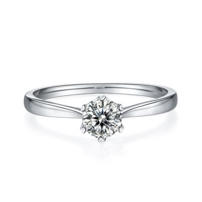 China 6 Prongs Moissanite Ring Romantic Luxurious Gift with 6 Prongs Around Cut 0.5 Carat Moissanite Women's Ring in Sterling Silver for sale