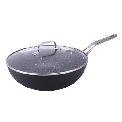 China Sustainable High Quality Electric Gas Kitchen Utensils Fried Cookware Forged Aluminum Pot Wok for sale