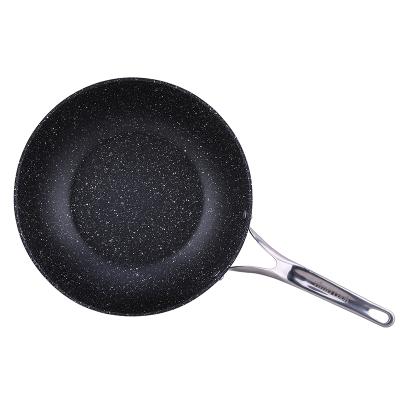 China Sustainable Certification Aluminum Black Professional Forged Cookware LFGB Nonstick Coating Wok for sale