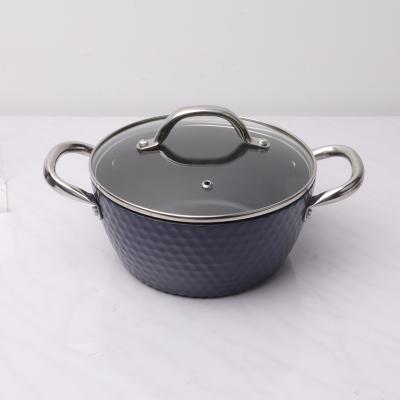 China Amercook Sustainable Blue Diamond Casserole Dish Set 24 Giant Capacity Induction Soup Pots 28cm for sale