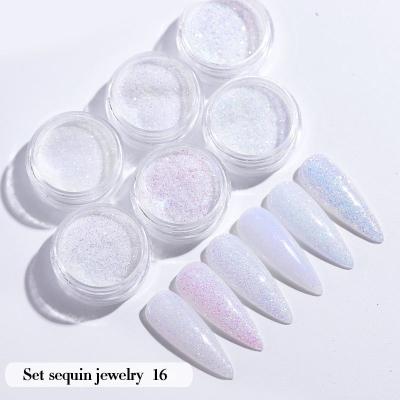 China Excellent Art Effect 6pcs/set Round Face Nail Star Line Shape Laser Shiny Nail Holographic Glitter Sparkle/Nail Powder Mix for sale