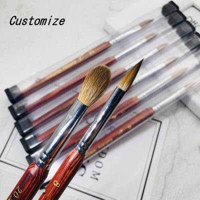 China Professional Nail Art Quality High Quality Custom Logo Germany Nail Brush 100% Pure Hair Acrylic Nail Art Brush Kolinsky for sale