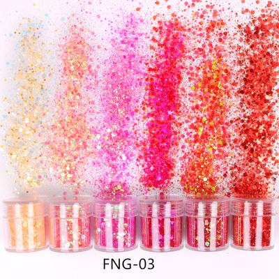 China PET Beauty Chunky Mix Iridescent Glitter For Cosmetic Nail Art Decoration for sale