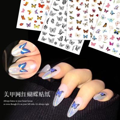 China Butterfly Pattern Wholesale 3D Popular Butterflies Nail Decals Nail Art Decoration Adhesive Nail Sticker for sale