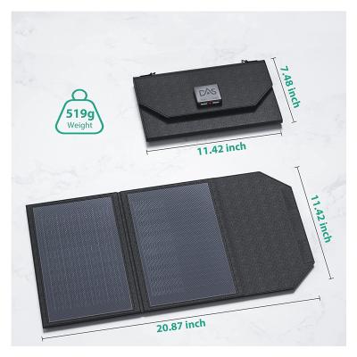 China Support 20W Solar Panel Fast Charging Charger with 2 USB Ports 1 Type C and 2 Solar Panel Foldable Portable Solar Phone Charger for Camping Hiking for sale