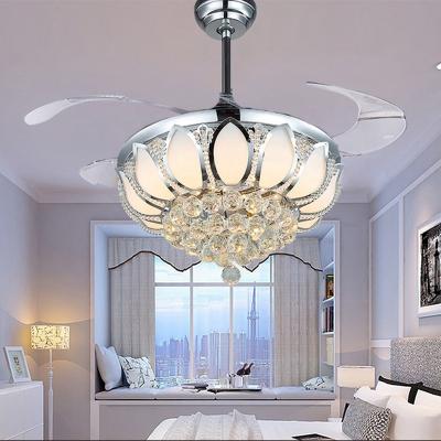 China 35 Inch Frequency Changing Lead Crystal Ceiling Lamp Modern Lighting Energy Saving High Quality Fan for sale