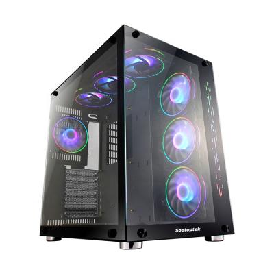 China With New Style Fan Style Cabinet Case Mood Glass Panel PC Atx Gaming Computer Cases With RGB Fan for sale