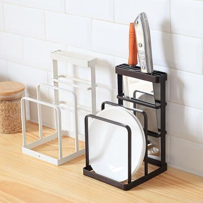 China Minimalist Knife Cutting Board Lid Metal Kitchen Dish Storage Drying Rack for sale