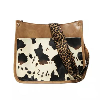 China 2022 New Women's Other Bag Retro Leopard Strap Sunflower Pattern Cow Leather Adjustable Cross Messenger Long - Body Shoulder Bags for sale