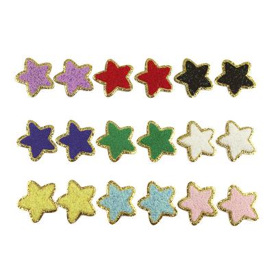 China Other New Design Glitter Star Chenille Embroidery Colorful Patches Alphabet Nylon Cosmetic Bag Clothing Letters Patches Supplies for sale