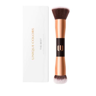 China Best Powder Brush Double Ended Rose Gold Makeup Brushes With Double Ended Brush For Kabuki Foundation And Powder Brush for sale