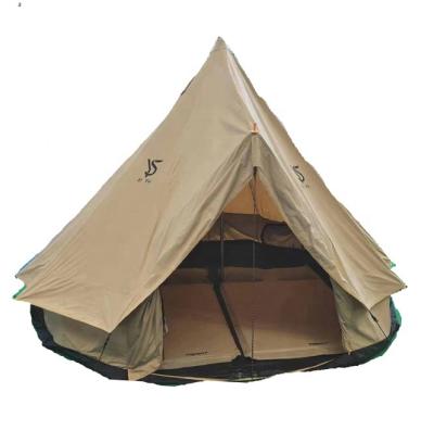 China Luxury Indian Outdoor Hotel Safari Canvas Camouflage/Field Game Wholesale Teepee 4m Bell Tent Glamping Tents for sale