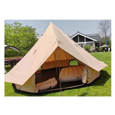 China Large Size Camouflage/Field Game New Arrival Teepee Yurt Glamping Tent Two Shapes 6m Canvas Canopy Tent Bell Around 10 Person Family Outdoor Camping for sale