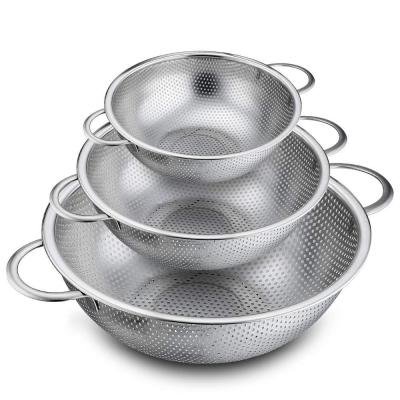 China Durable Heavy Duty Dishwasher Safe Micro-Perforated 1/3/5 Quart Stainless Steel Colanders for sale