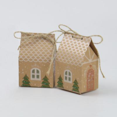 China New Recyclable Popular European Small House Style Christmas Souvenirs Stock Candy Wrapping Paper Boxes For Packiging for sale