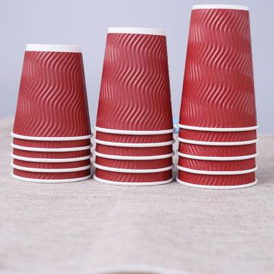 China Double Layer Disposable Corrugated Thickened Insulated Beverage Catering Packaging Disposable Plastic Paper Cups for sale