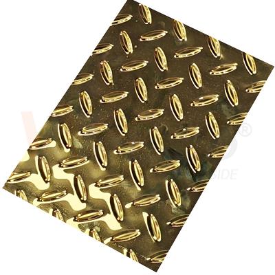 China Anti de Steunbalkplaat van Diamond Embossed Stainless Steel Sheet van de rijstkorrel met Titanium Gouden Kleur Te koop